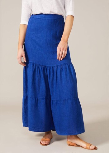 Phase Eight Arvinder Linen Tiered Skirts Deep Blue Canada | CGTWFB-481